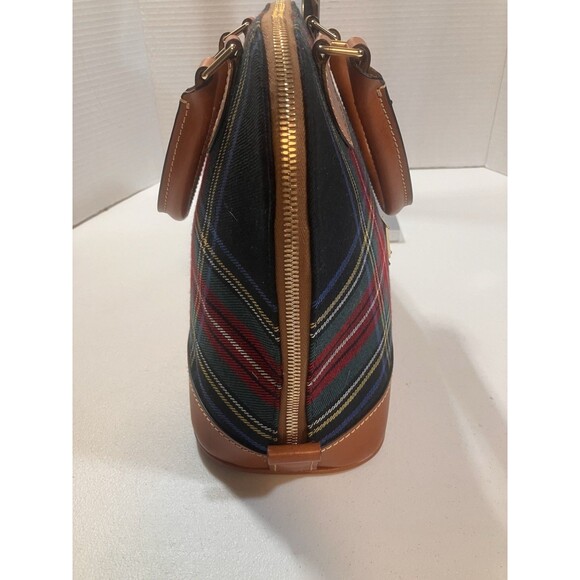 Dooney & Bourke Medium Double Zip Black Tartan Plaid Hand Bag Purse With Strap - Picture 7 of 16